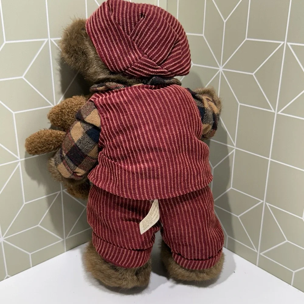 Vintage Dan Dee Stuffed Bear Plush Doll w/ Mini Corduroy Suit Newsboy‎ Hat Plaid